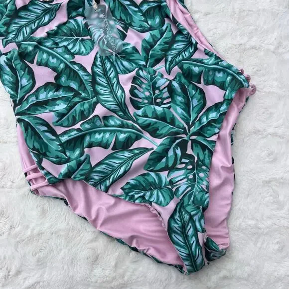 Watercolors by Kenny Flowers Tropical Leaf One Piece Swimsuit Cutout Medium - Picture 8 of 9